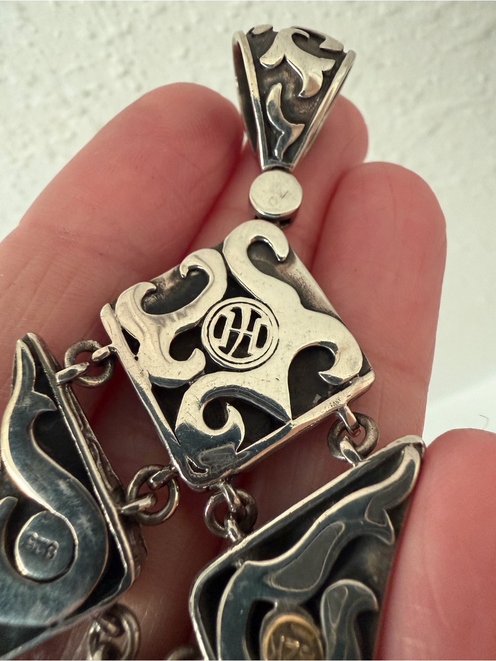 John Hardy sterling silver and 22k gold Dayak pendant - Picture 5 of 8